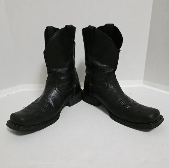 Ariat Men's Black Rambler Leather Square Toe Boots - Picture 3 of 10